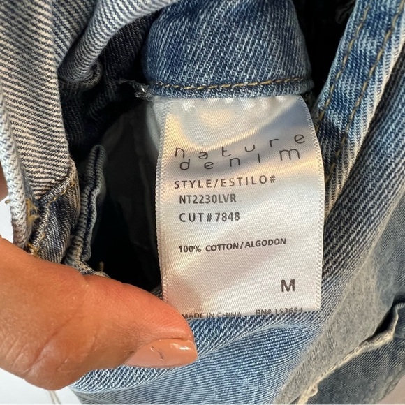 Nature Denim Veronica Overalls 100% cotton ripped Jean short overalls size:M - Picture 16 of 17